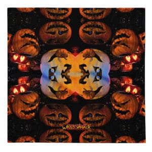 Halloween-themed mirrored pumpkins and silhouettes.