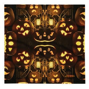 Symmetrical glowing jack-o'-lanterns pattern.