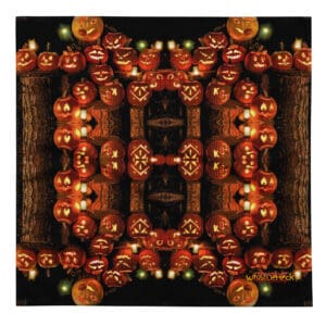 Intricately carved Halloween pumpkin pattern design.
