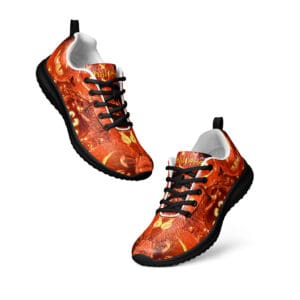 Halloween-themed sneakers with pumpkin designs.